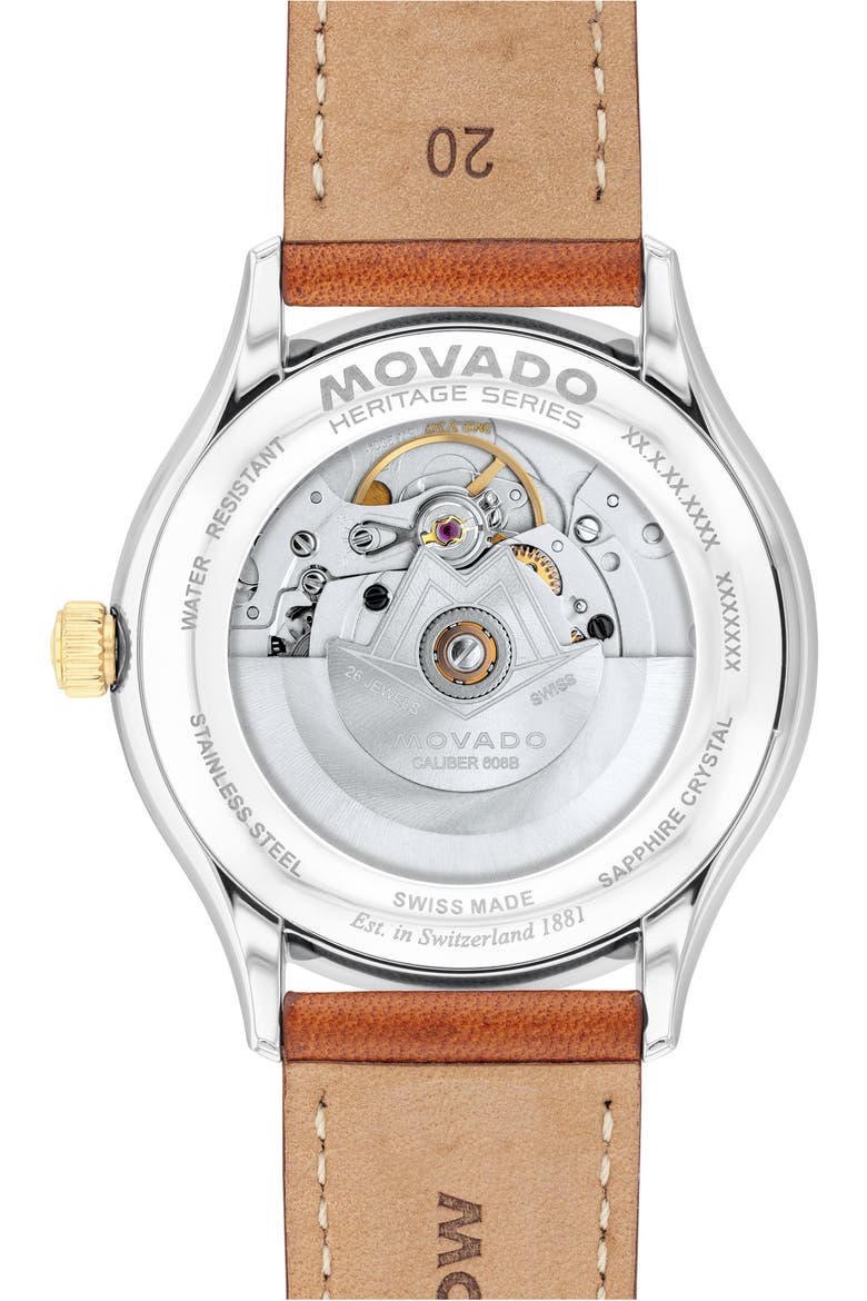 Calendoplan Automatic Leather Strap Watch, 40mm, Alternate, color, GREEN