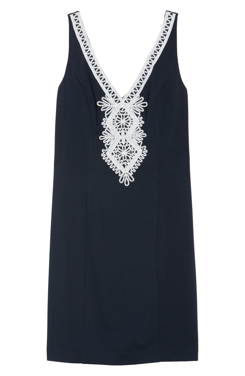 Eliza J Embroidered V-Neck Shift Dress, Alternate, color, 