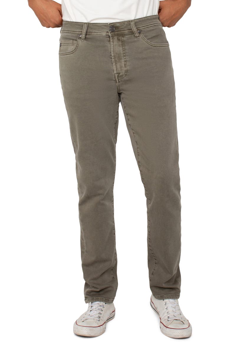 Kingston Modern Slim Straight Leg Twill Pants, Main, color, PEWTER GREEN