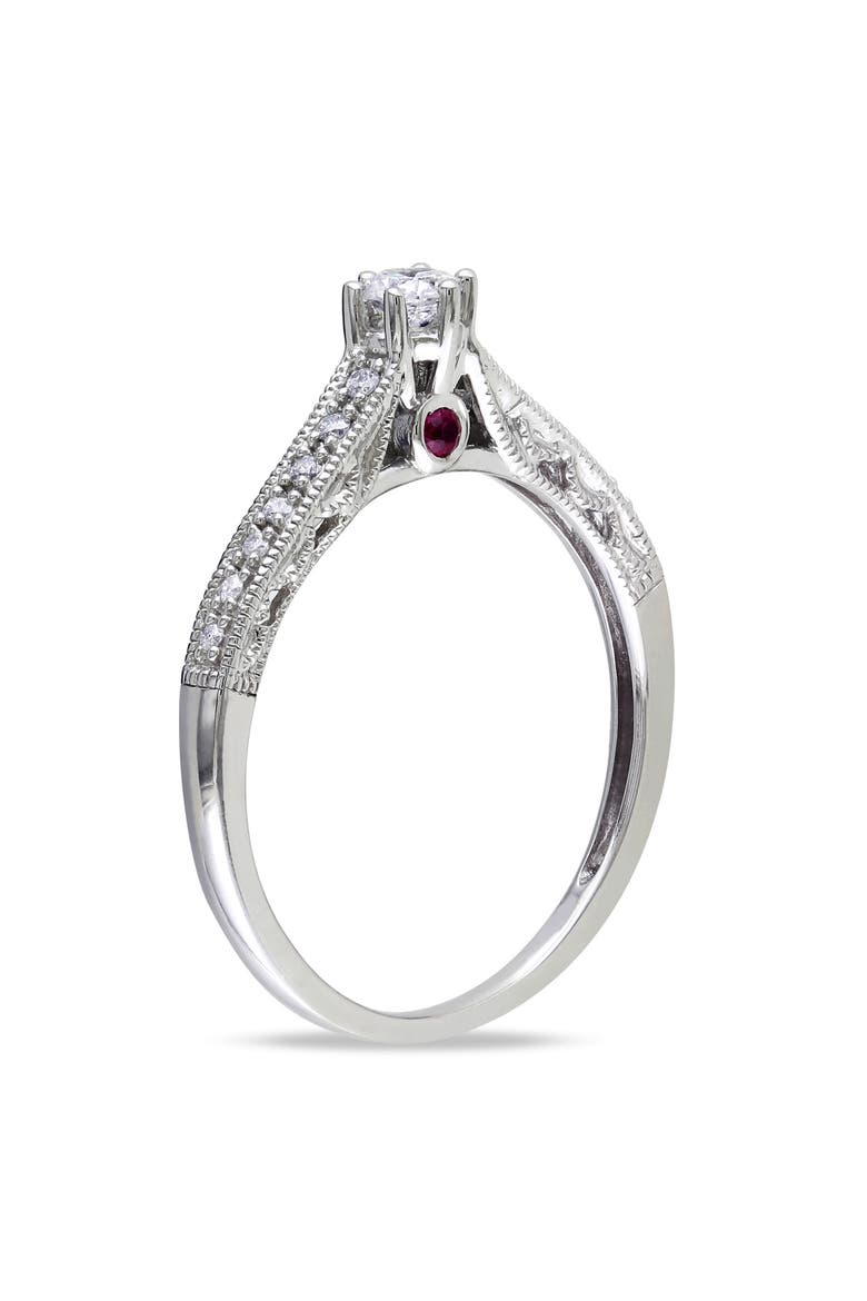 Diamond & Pink Sapphire Accent Engagement Ring 14k, Alternate, color, 14k White Gold