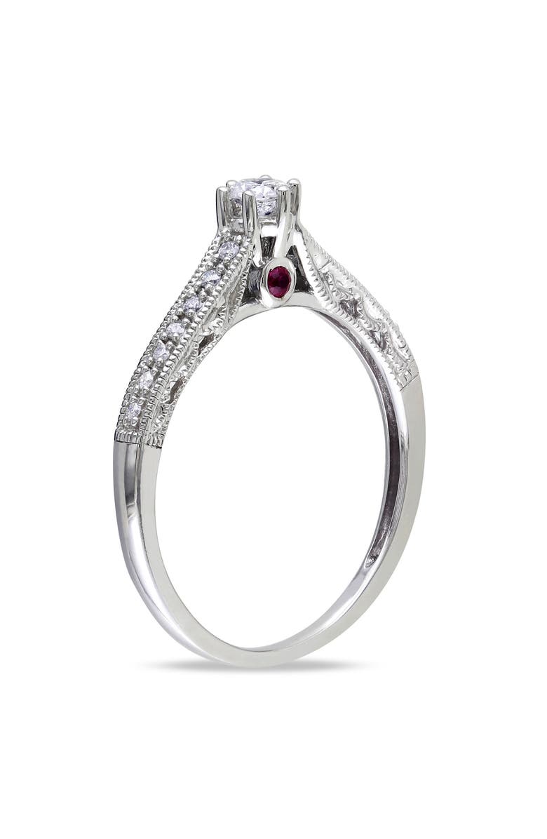 Julianna B. Diamond & Pink Sapphire Accent Engagement Ring 14k, Alternate, color, 14K White Gold