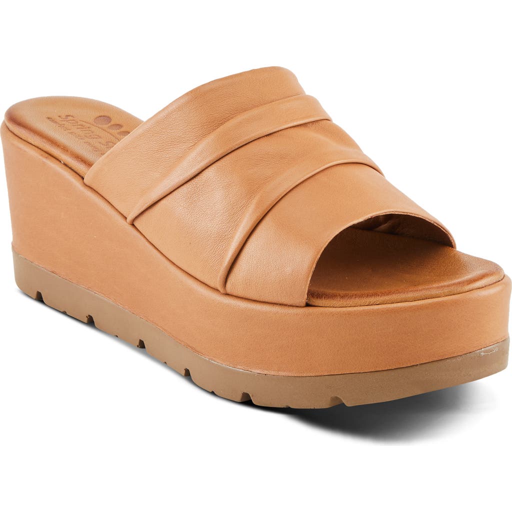 Spring Step Allerton Platform Wedge Slide Sandal In Camel