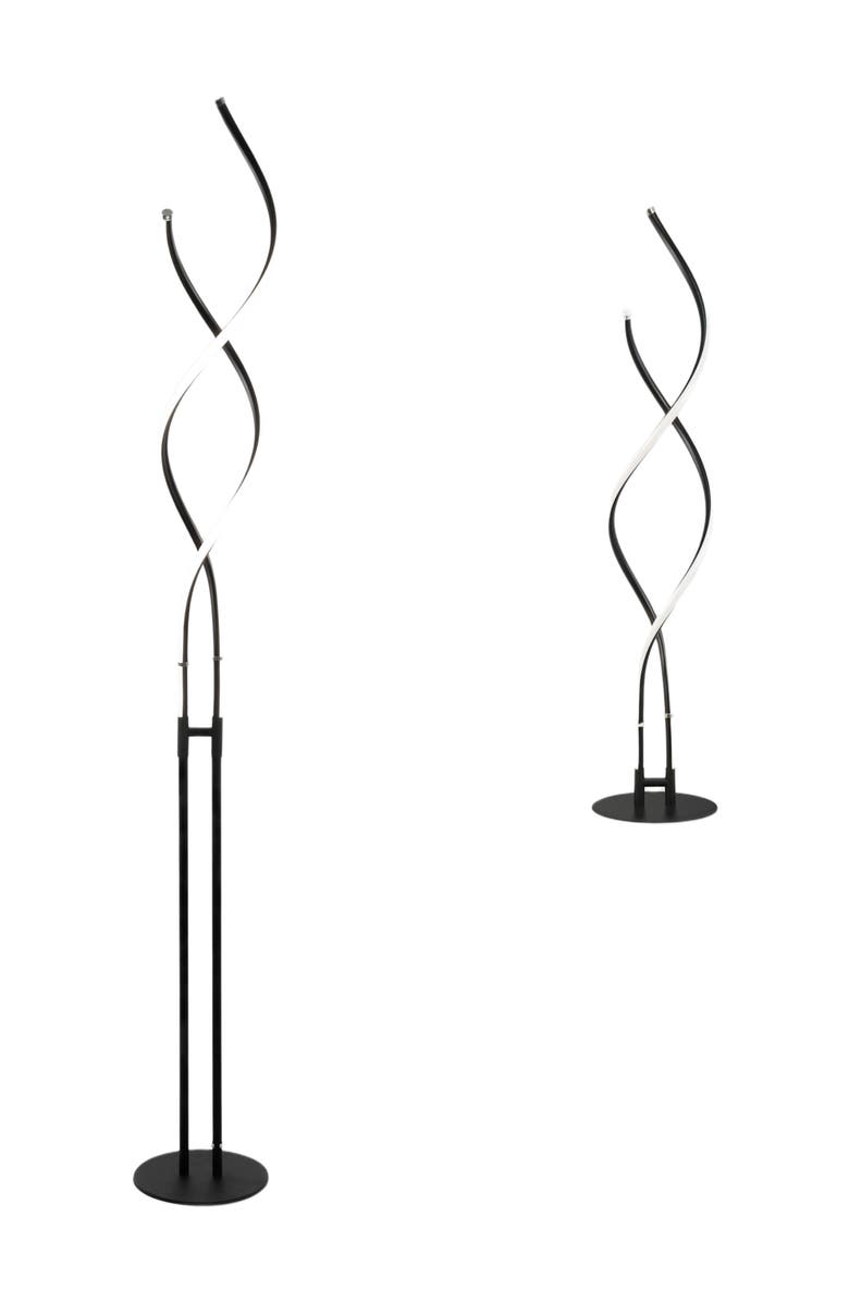 Brightech Embrace 60" LED Industrial 2-in-1 Table and Floor Lamp with Built-In Light Dimmer, Adjustable Height, Main, color, Classic Black