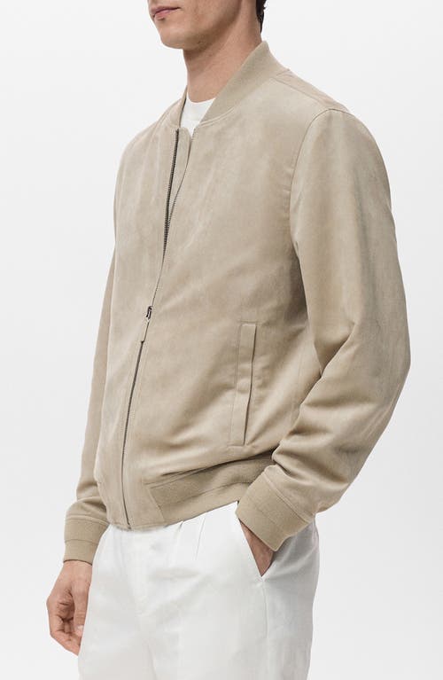 Mango Faux Suede Bomber Jacket In Brown