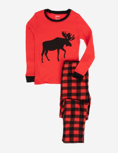 Kids Cotton Top & Fleece Pants Printed Matching Family Holiday Pajamas (Toddler, Little Kid & Big Kid)