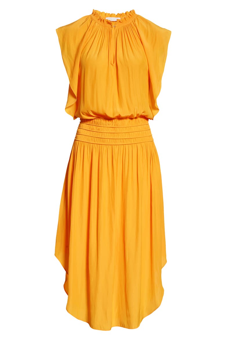 Wren Mock Neck Smocked Midi Dress, Alternate, color, BUTTERCUP