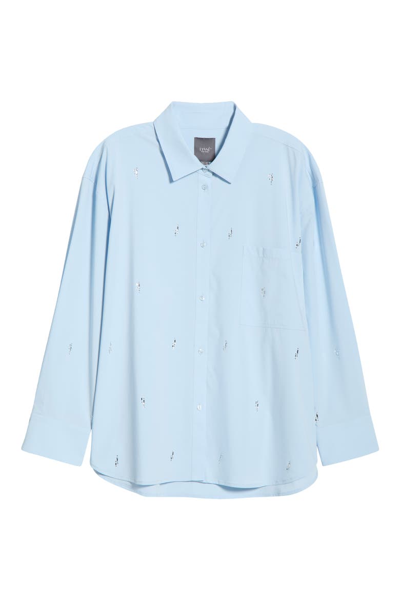 Skye Crystal Embellished Button-Up Shirt, Alternate, color, BLUE BELLE