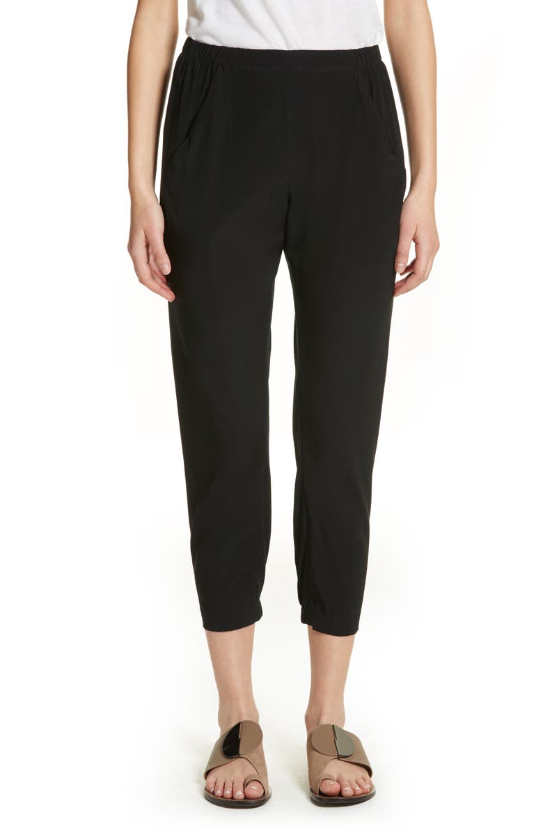 Zero + Maria Cornejo Gabi Drape Silk Blend Pants, Main, color, 