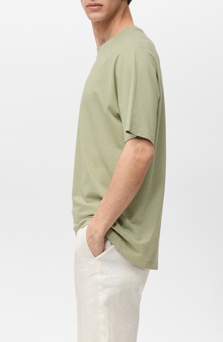 MANGO Oversize Cotton 
Linen Crewneck T-Shirt, Alternate, color, Pastel Green