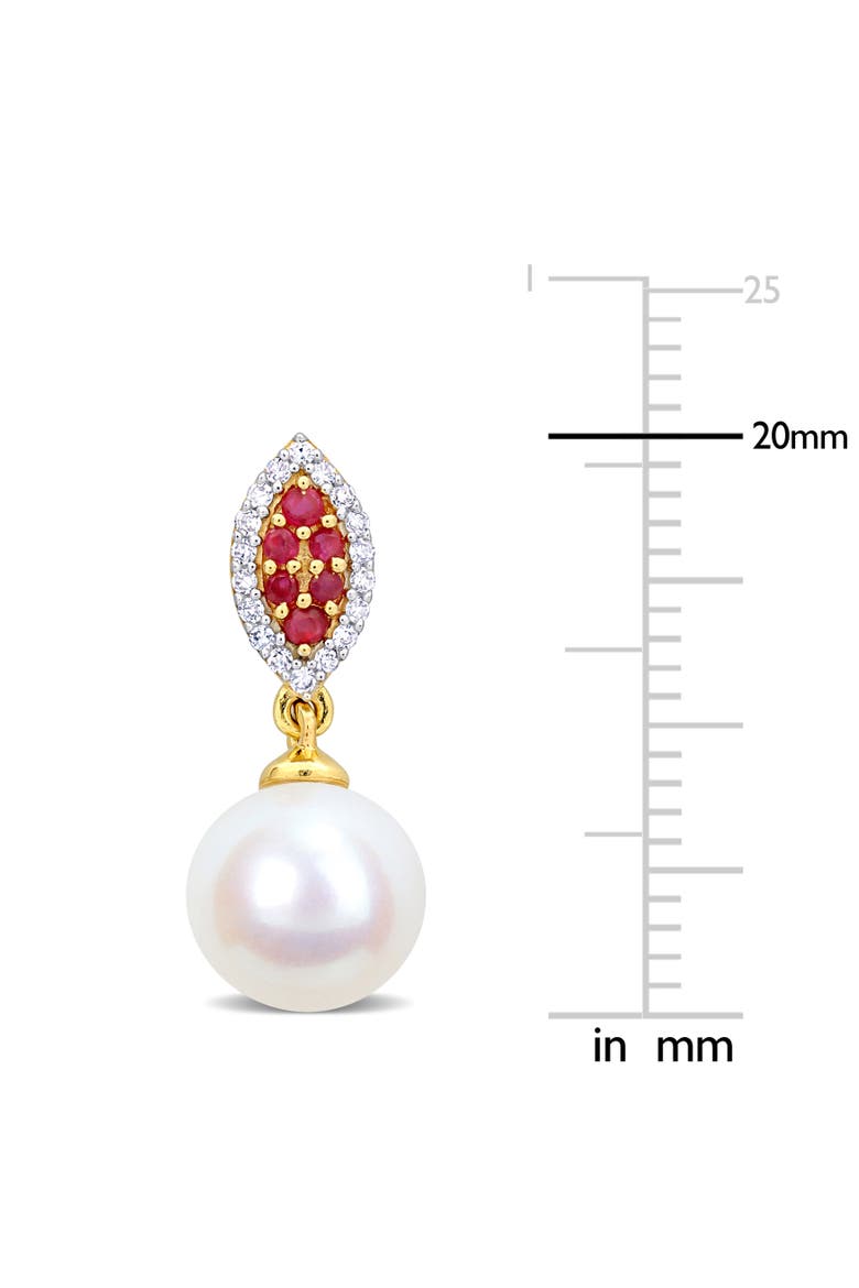 Pearl Gemstone & Diamond Earrings 14k, Alternate, color, Ruby