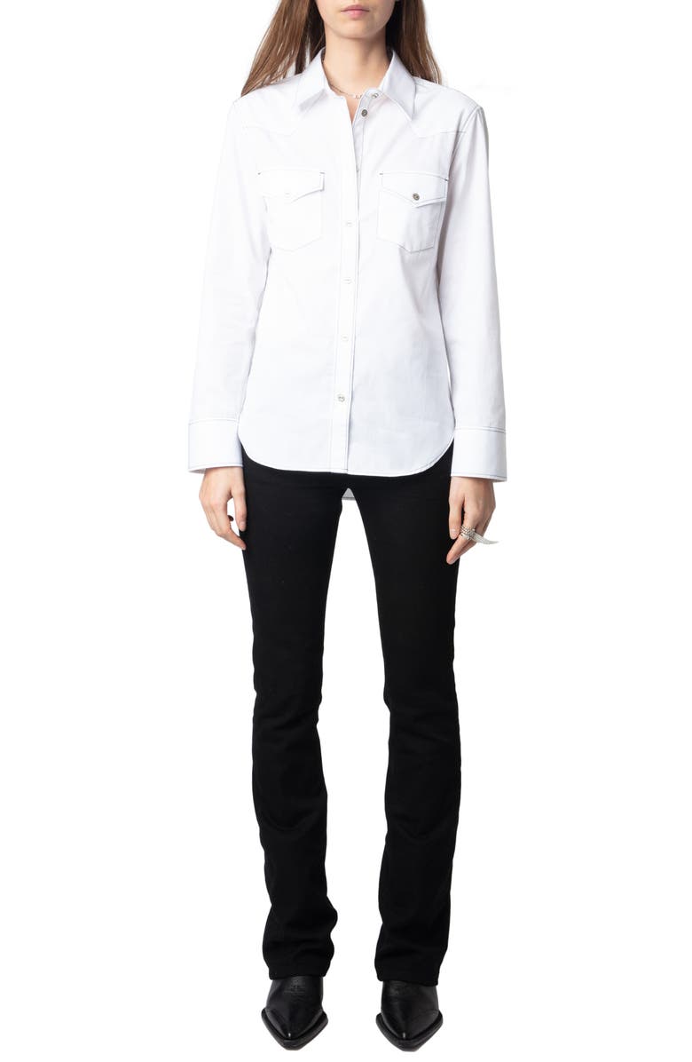 Zadig & Voltaire Thelma Pop Cotton Button-Up Western Shirt, Alternate, color, 