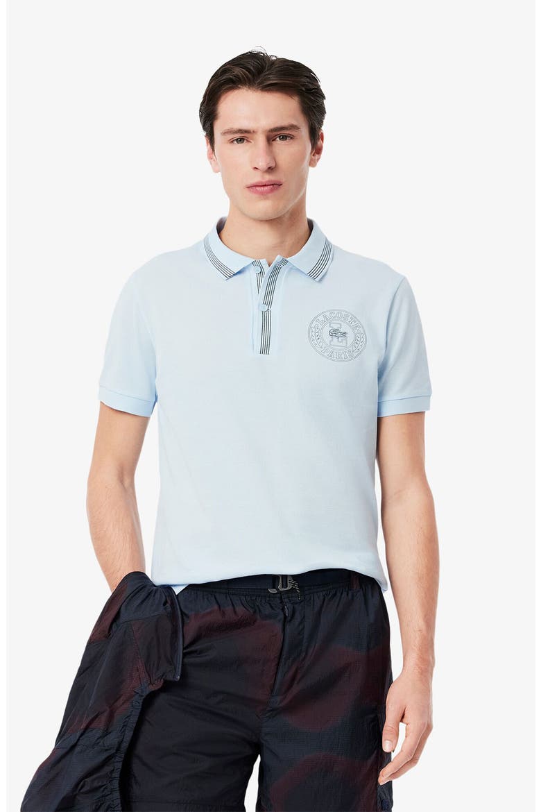 Croc Embroidered Cotton Piqué Polo, Alternate, color, LIGHT BLUE