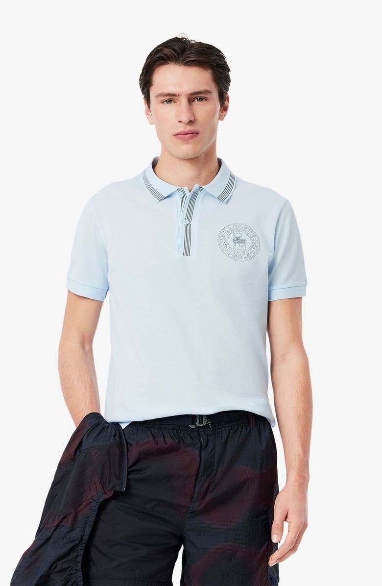 Lacoste Croc Embroidered Cotton Piqué Polo, Alternate, color, Light Blue