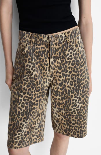 MANGO Leopard Print High Waist Bermuda Shorts | Nordstrom