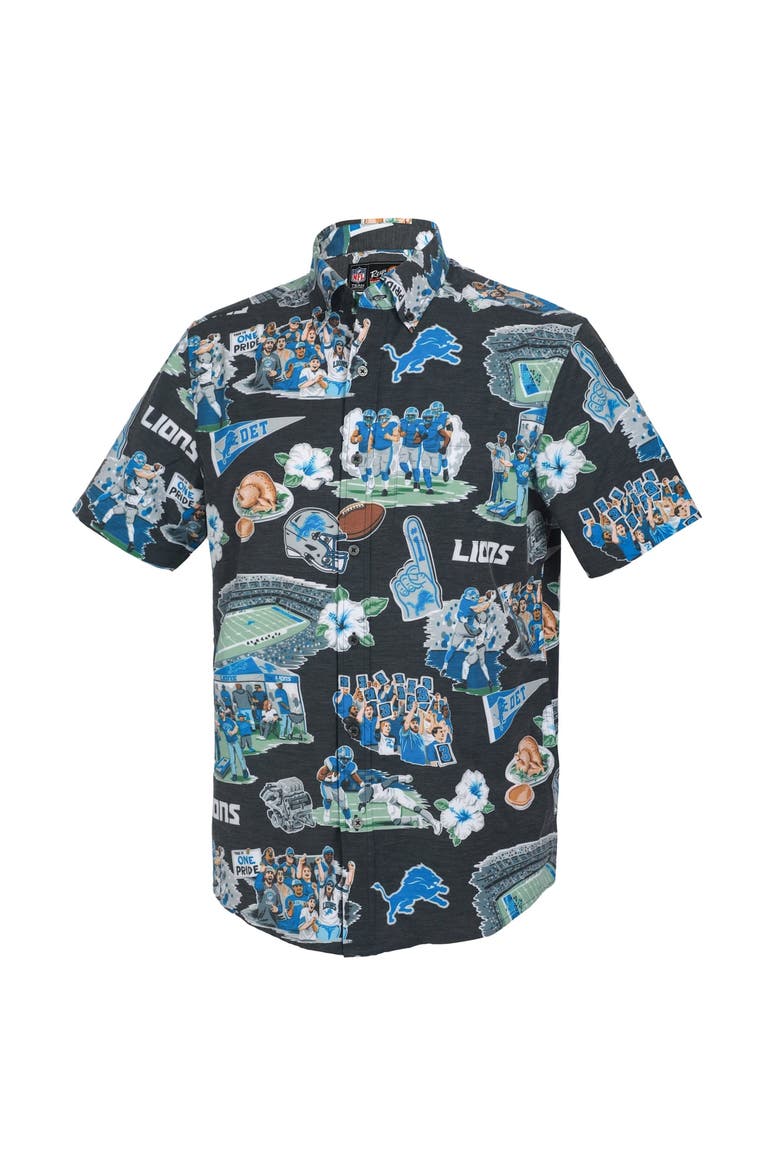 Men's Reyn Spooner Black Detroit Lions Scenic Button-Down Shirt, Main, color, Black
