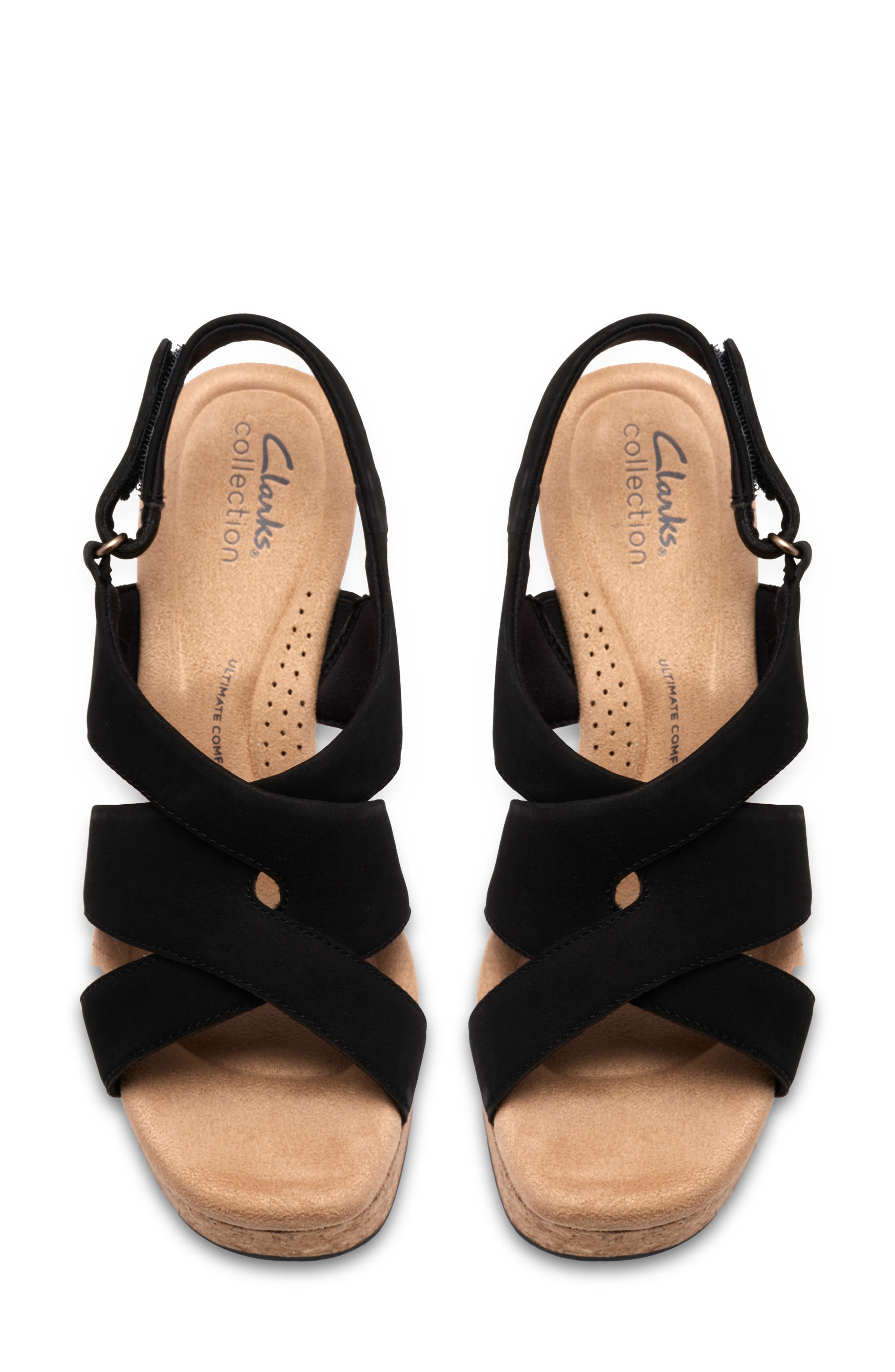 Clarks<sup>®</sup> Nerisa Grace Wedge Sandal, Alternate, color, Black Nubuck
