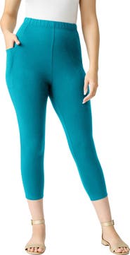 Roaman's Side-Pocket Essential Capri Legging
