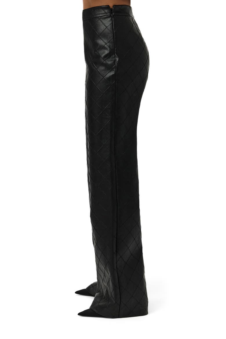 Diamond Stitched Faux Leather Pants, Alternate, color, BLACK