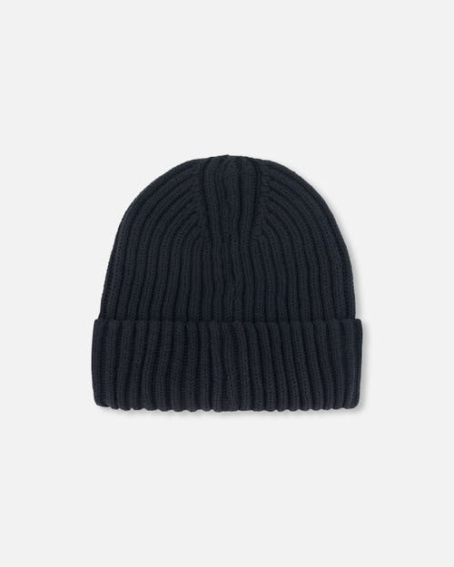 Deux Par Deux Kids Unisex Cuffed Knit Hat Black In Black