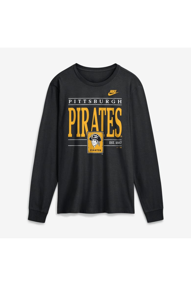 Men's Nike Black Pittsburgh Pirates Cooperstown Graphic Long Sleeve T-Shirt, Main, color, Black