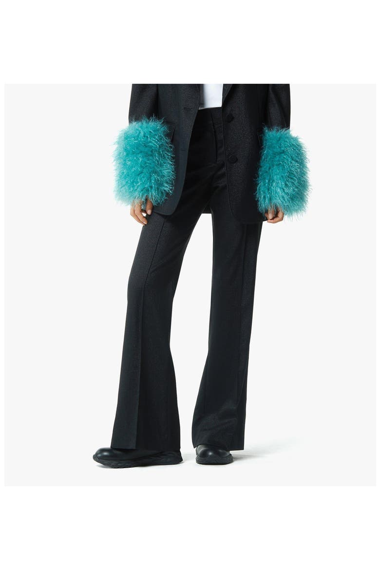 Flared Pants in Lurex Wool, Alternate, color, Black
