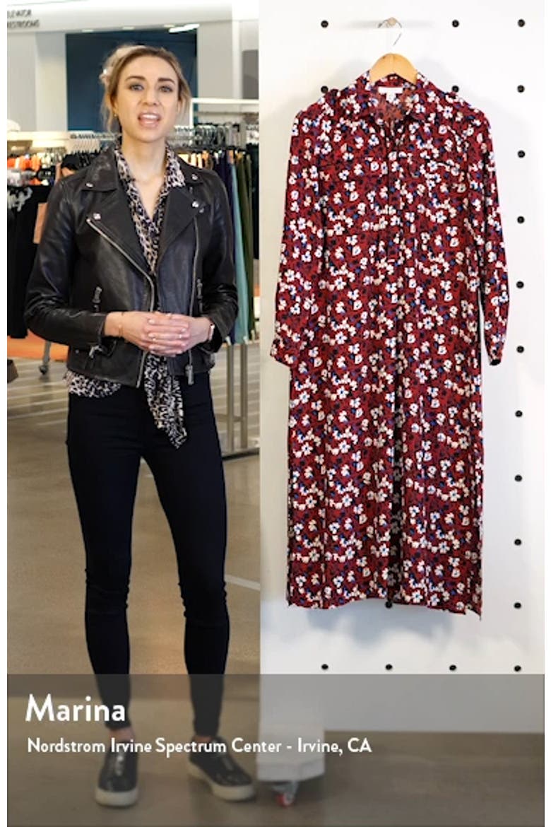 Floral Print Long Sleeve Midi Shirtdress video