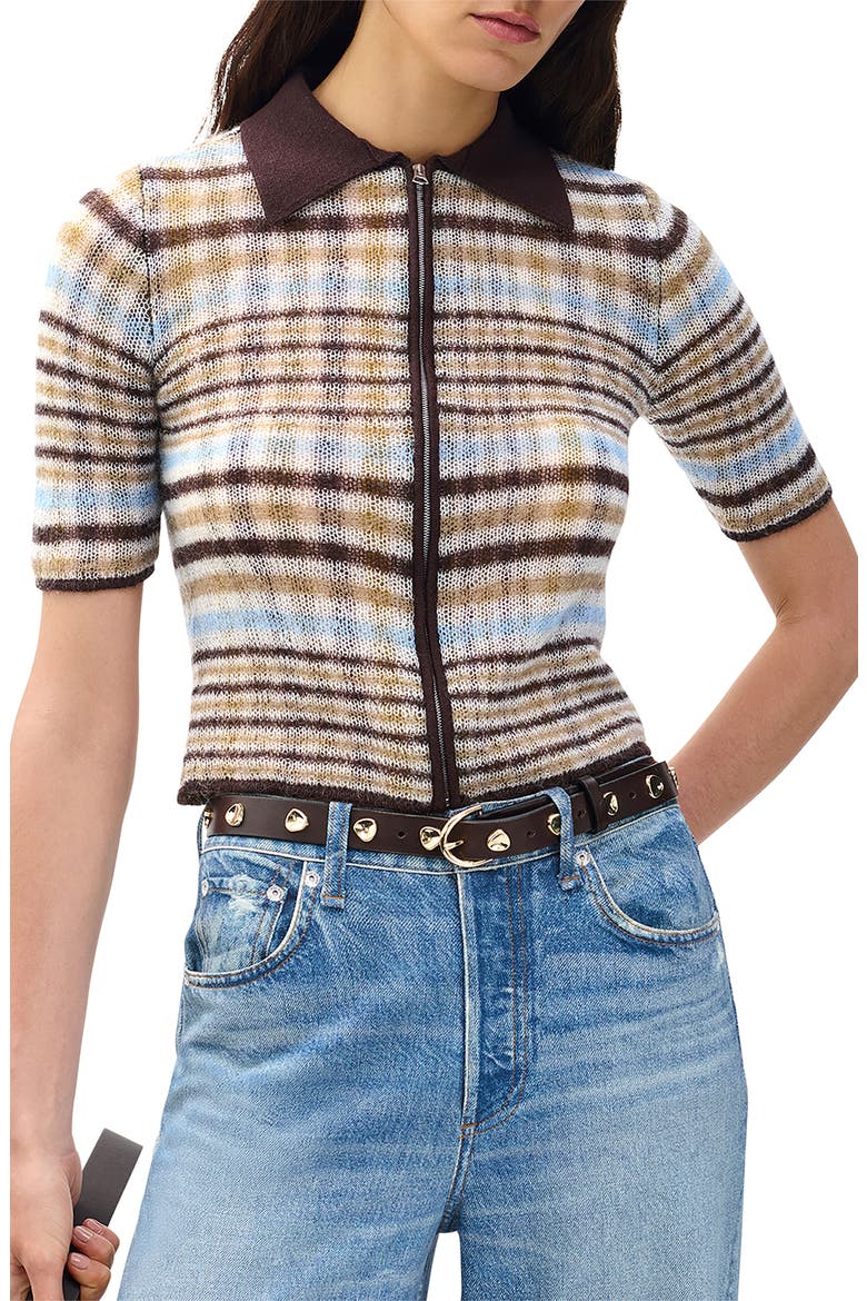 Leva Short Sleeve Zip Cardigan, Main, color, IVRMT