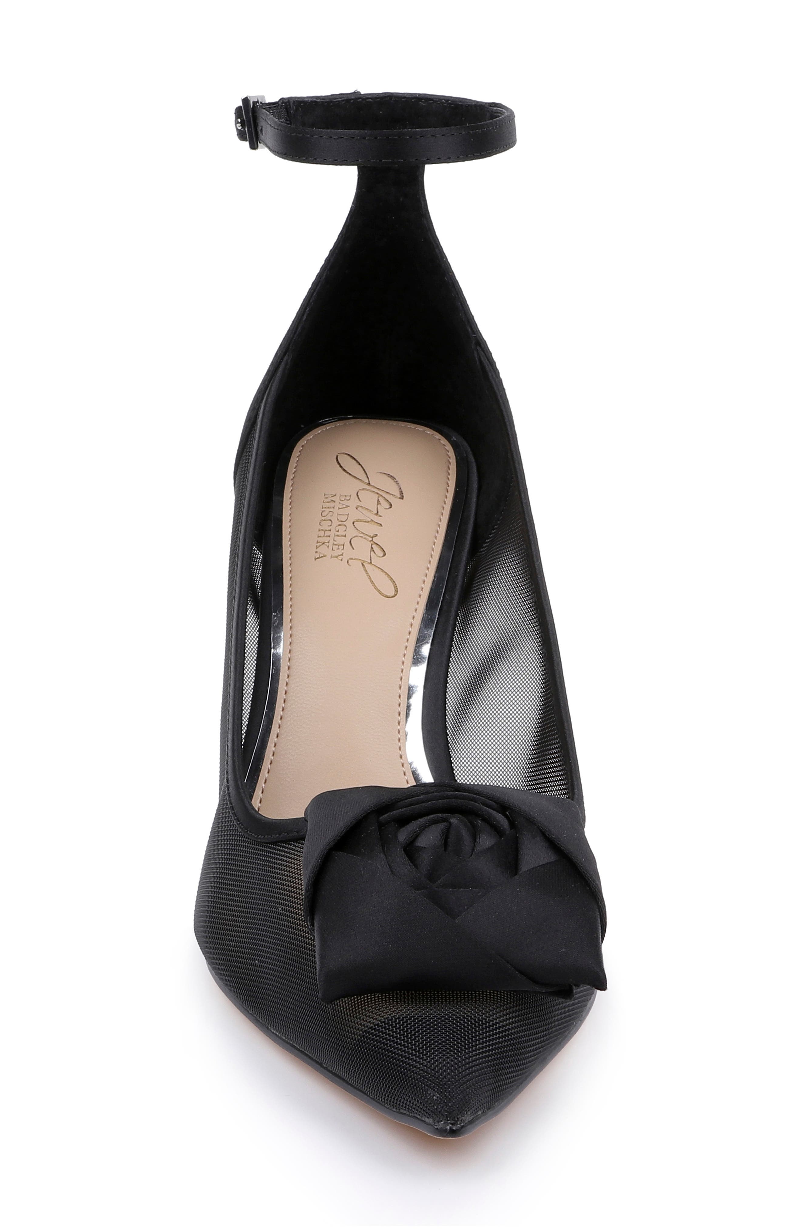 Beckett Ankle Strap Pump, Alternate, color, BLACK MESH
