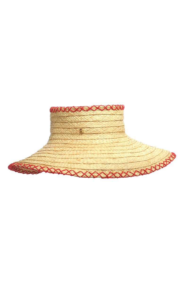 Frances Valentine Rollable Wide Brim Straw Visor, Alternate, color, Beige/ Red
