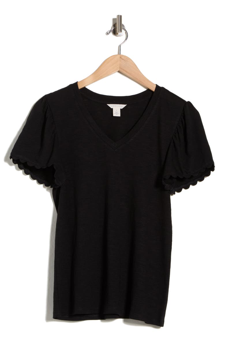 Caslon<sup>®</sup> Scallop Trim T-Shirt, Alternate, color, Black