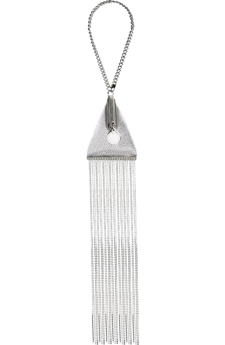 Stella McCartney Crystal Fringe Satin Triangle Pouch, Main, color,