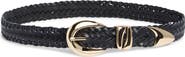Vince Camuto Sculptural Buckle Woven Leather Belt