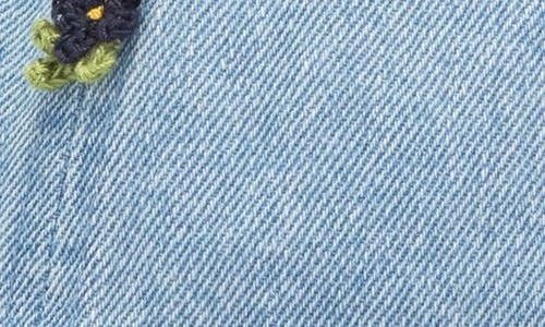 Clare V . Crochet Appliqué Denim Baseball Cap In Blue