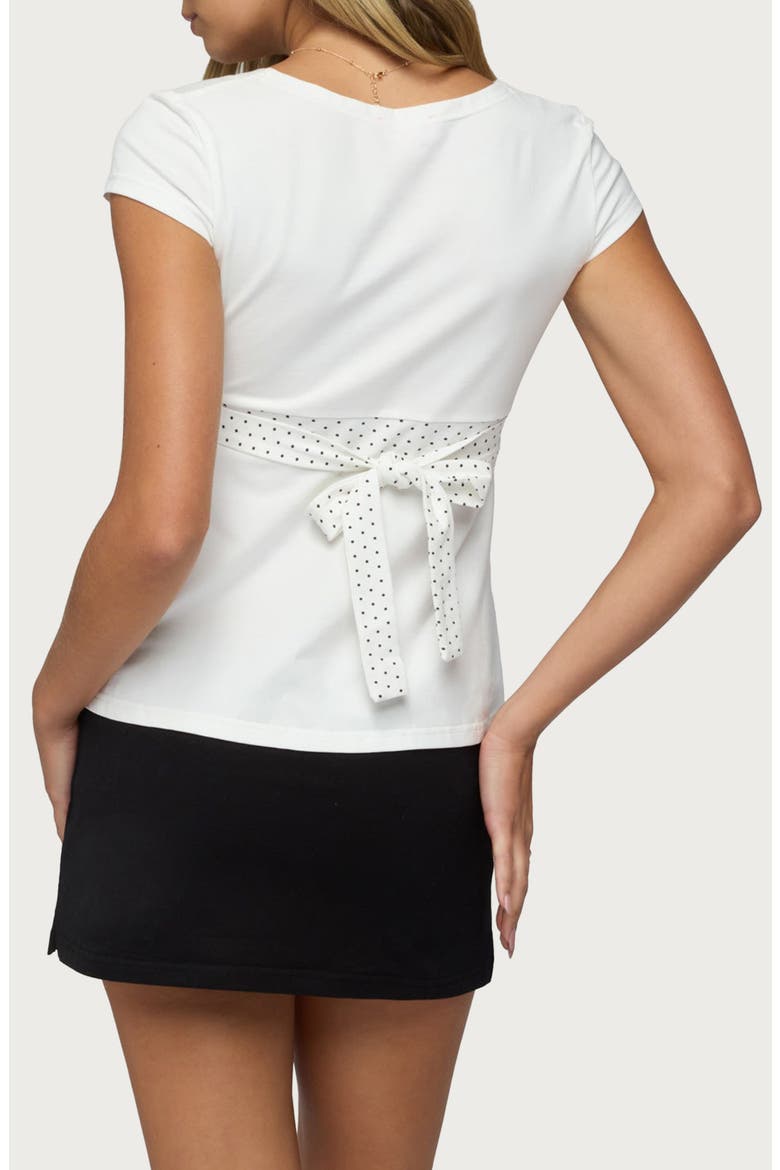 Indygo Polka Dot Babydoll Top, Alternate, color, WHITE