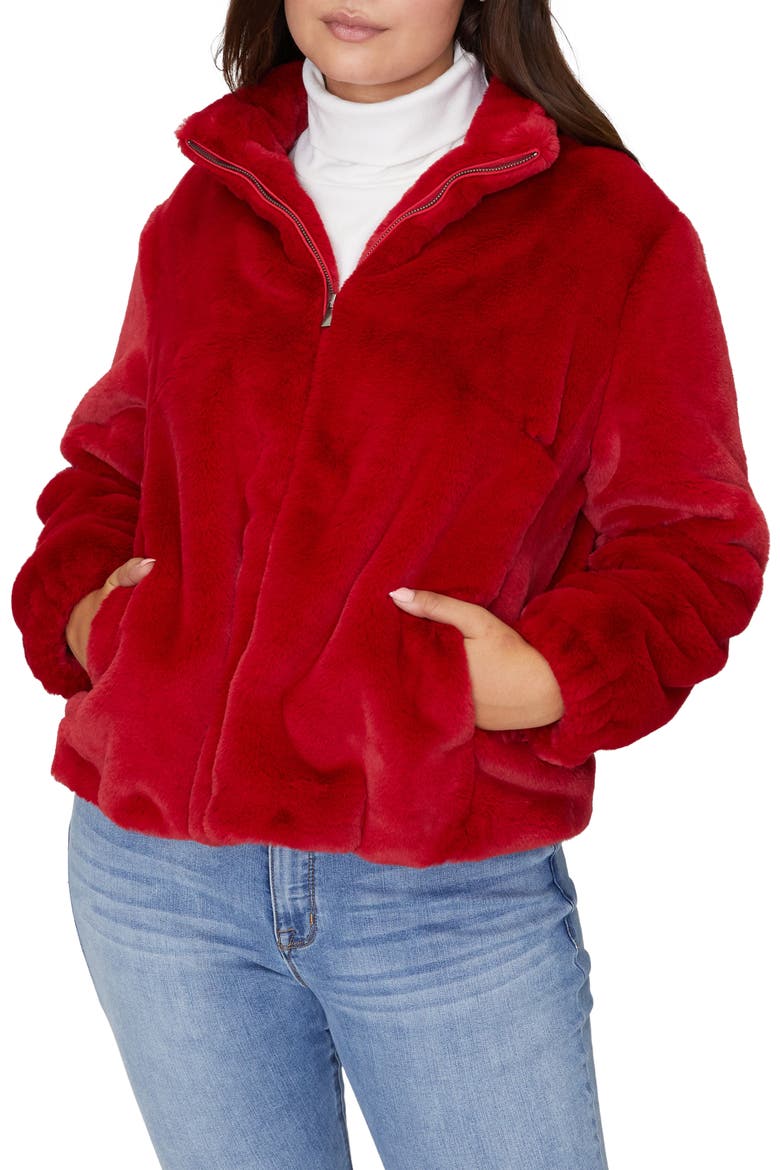 Sami Faux Fur Jacket, Main, color, PARTY RED