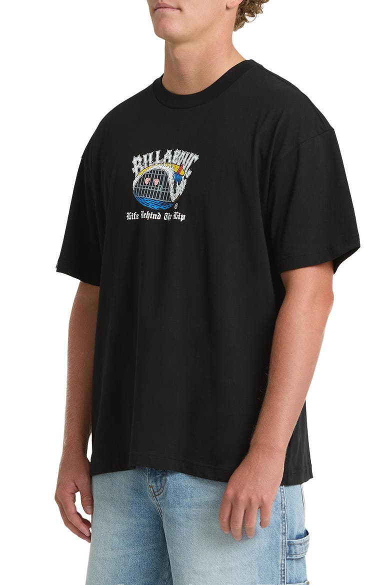 Behind the Lip OG Loose Fit Short Sleeve Performance Rashguard, Alternate, color, BLACK