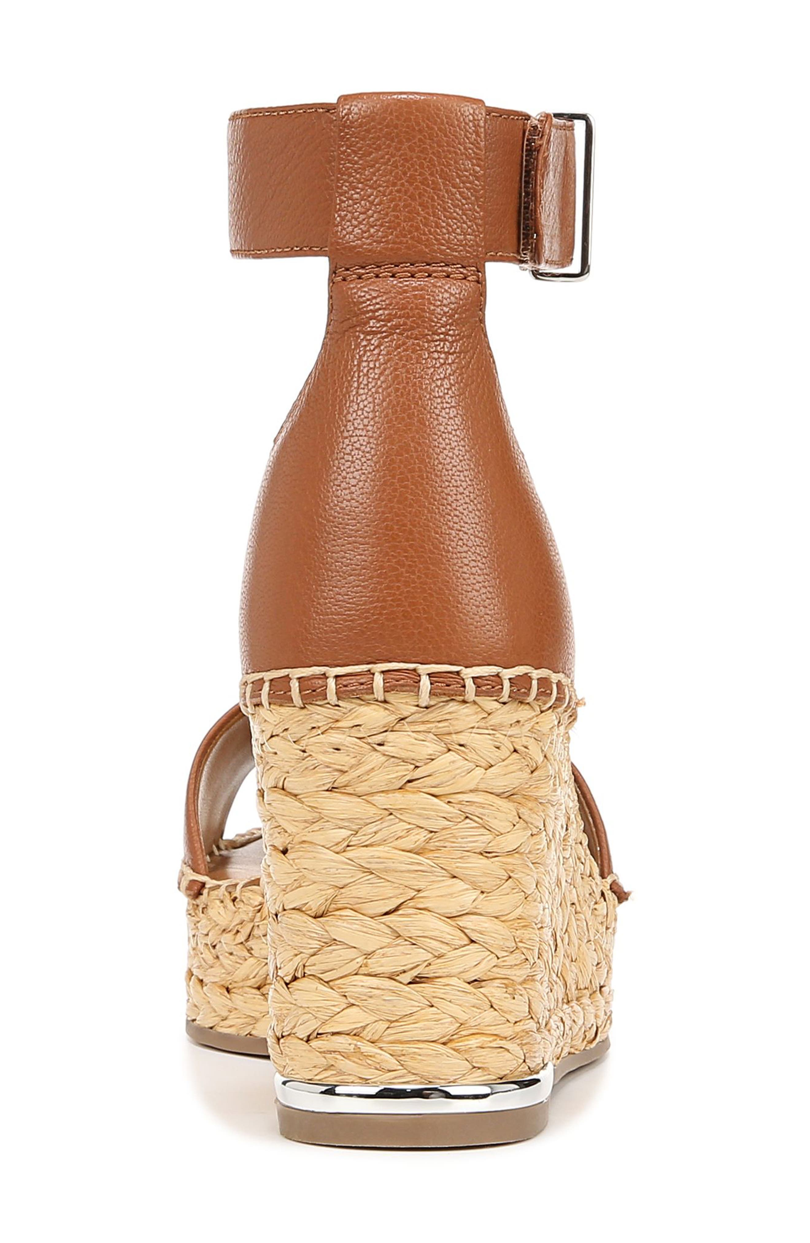Clemens Ankle Strap Platform Wedge Sandal, Alternate, color, COGNAC