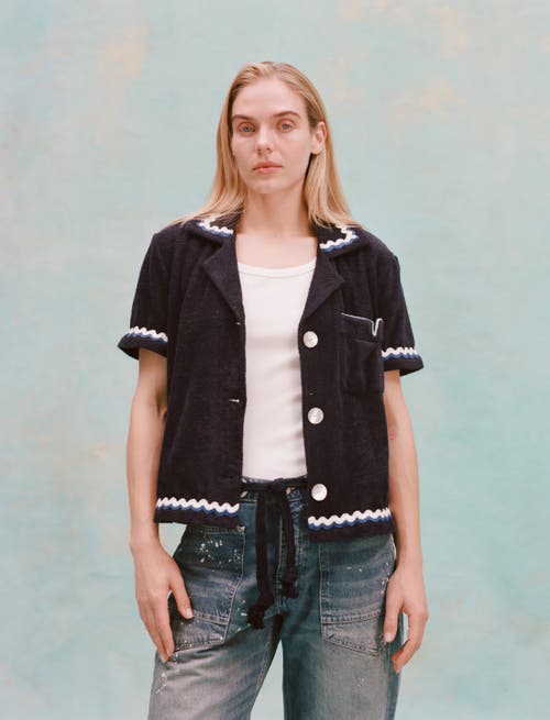 Tombolo 'rick Rack' Cabana ~ Crop Cut In Midnight Blue