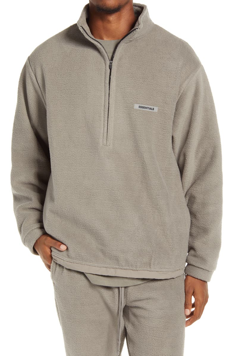 Fear of God Essentials Half Zip Fleece Pullover, Main, color,