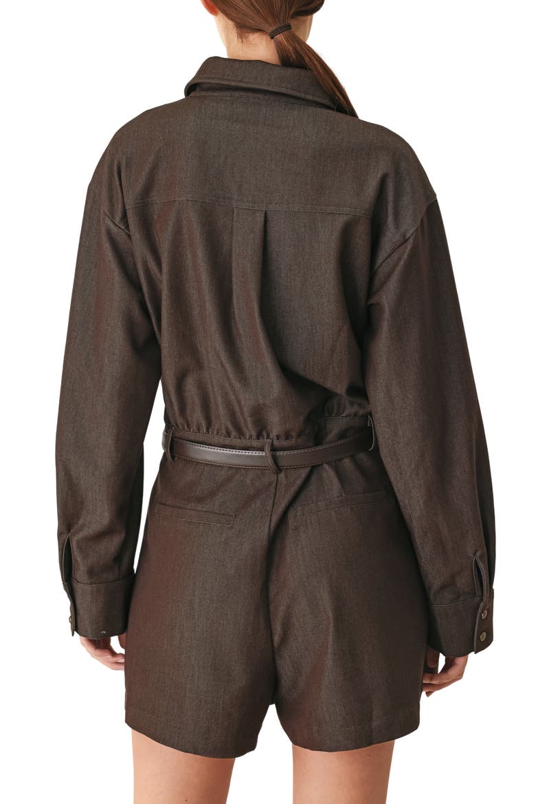 Long Sleeve Belted Romper, Alternate, color, BROWN