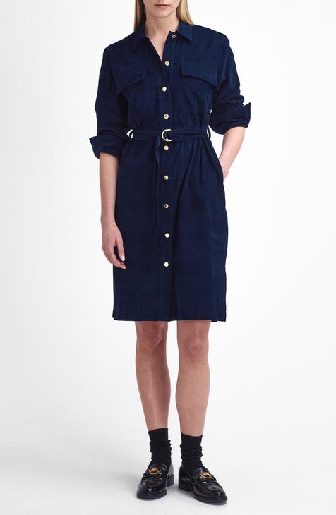 COS Navy Blue 100% Cotton Denim 3 Pocket Long popular Sleeve Mini Shift Dress Size 6