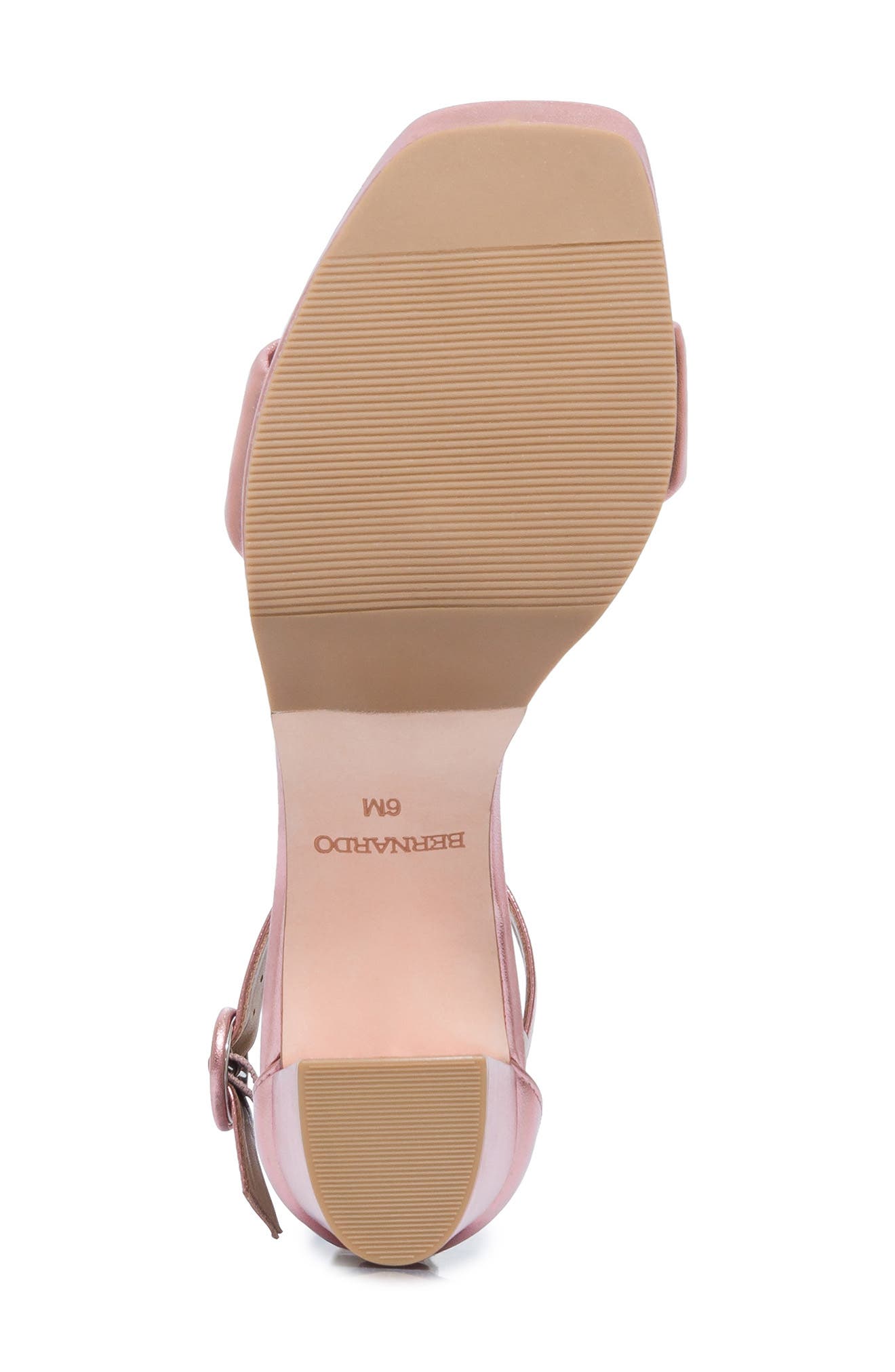 Bernardo Footwear Carla Square Toed Ankle Strap Sandal, Alternate, color, Light Pink Metallic Calf