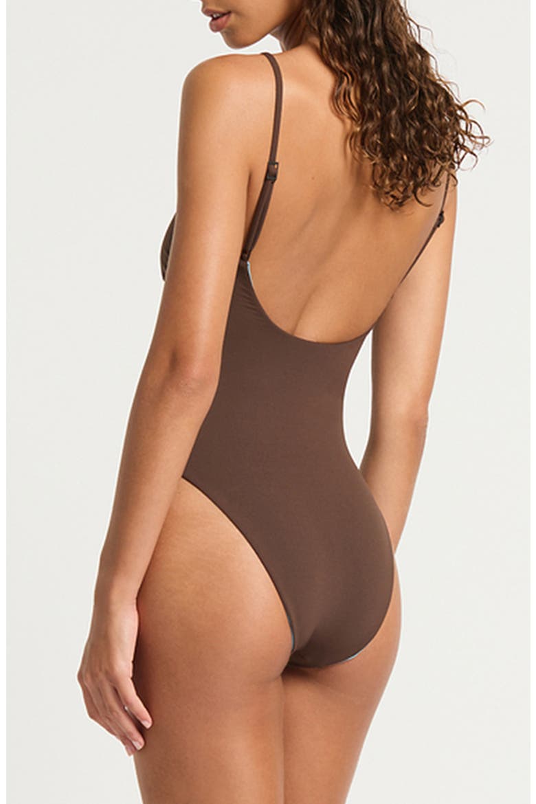 Amira Cutout Reversible One-Piece Swimsuit, Alternate, color, ESPRESSO CALA