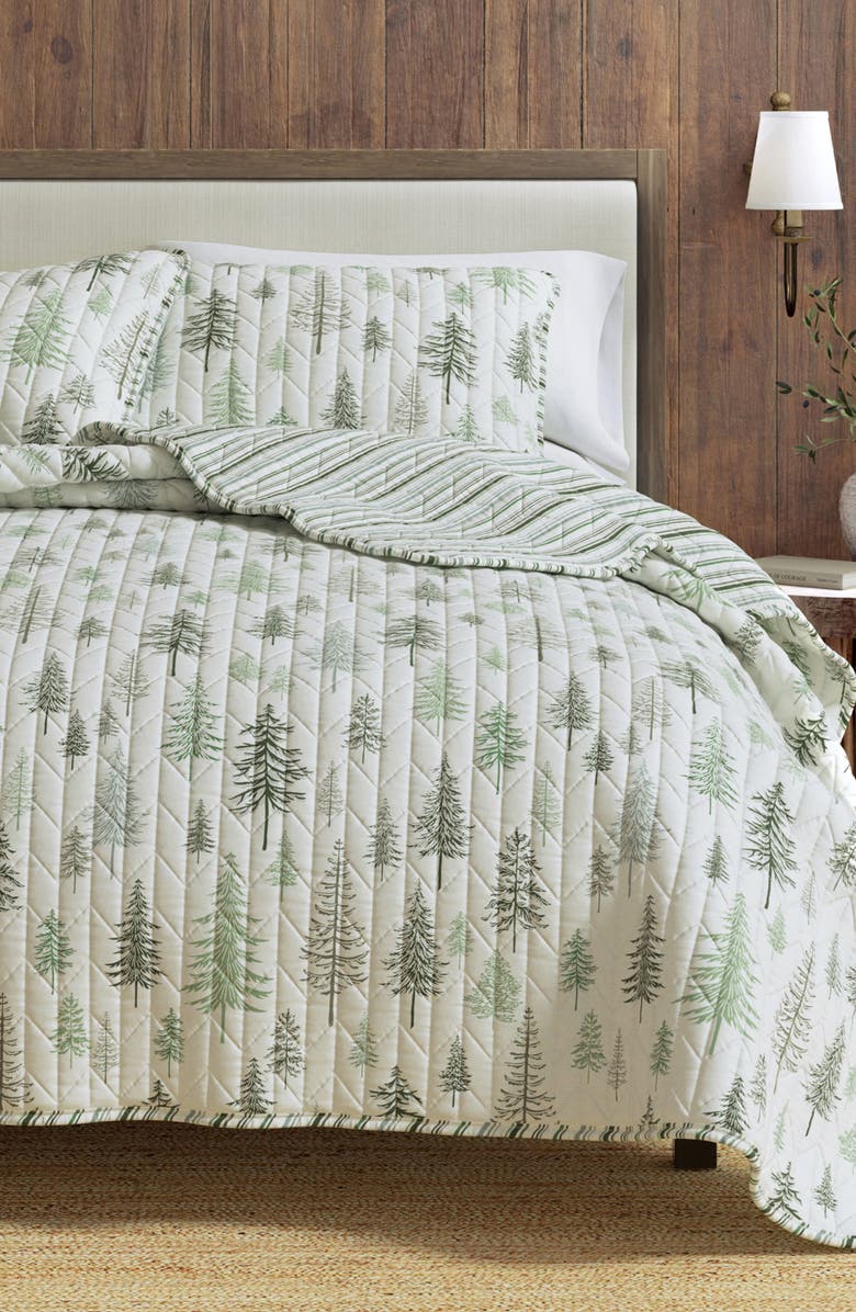 Woven & Weft Forest Tree Quilt Set, Main, color, Lodge Trees