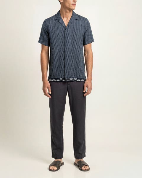 Maitan Silk Printed Silk Shirt In Night Iris