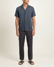 Orlebar Brown Maitan Silk Printed Silk Shirt In Night Iris