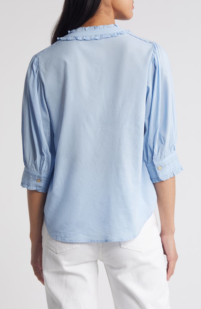 Wit & Wisdom Lace & Pintuck Cotton Blend Shirt, Alternate, color, 