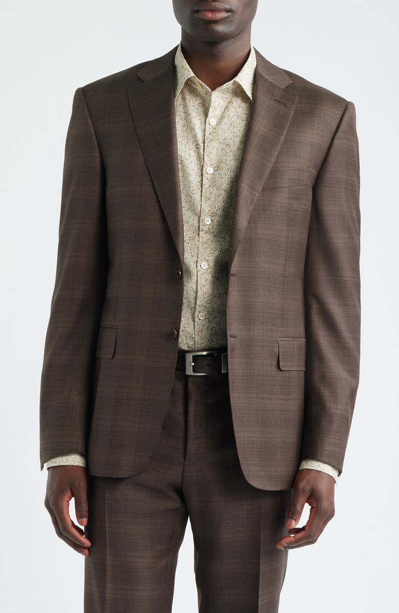 Canali Siena Regular Fit Brown Slub Wool Suit, Alternate, color, Brown