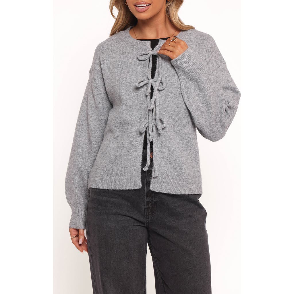 Petal And Pup Petal & Pup Neri Bow Tie Front Cardigan In Gray