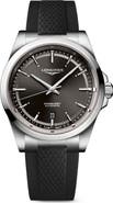 Longines Conquest Black Automatic Rubber Strap Watch, 41mm